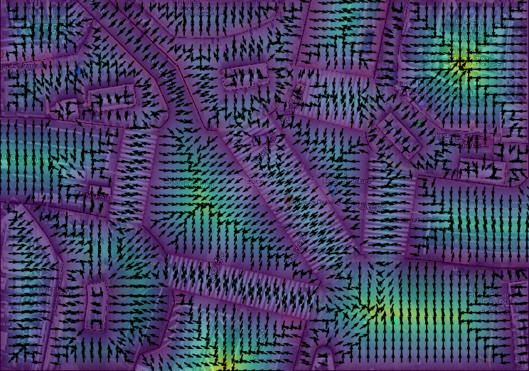Distance to walls and its gradient